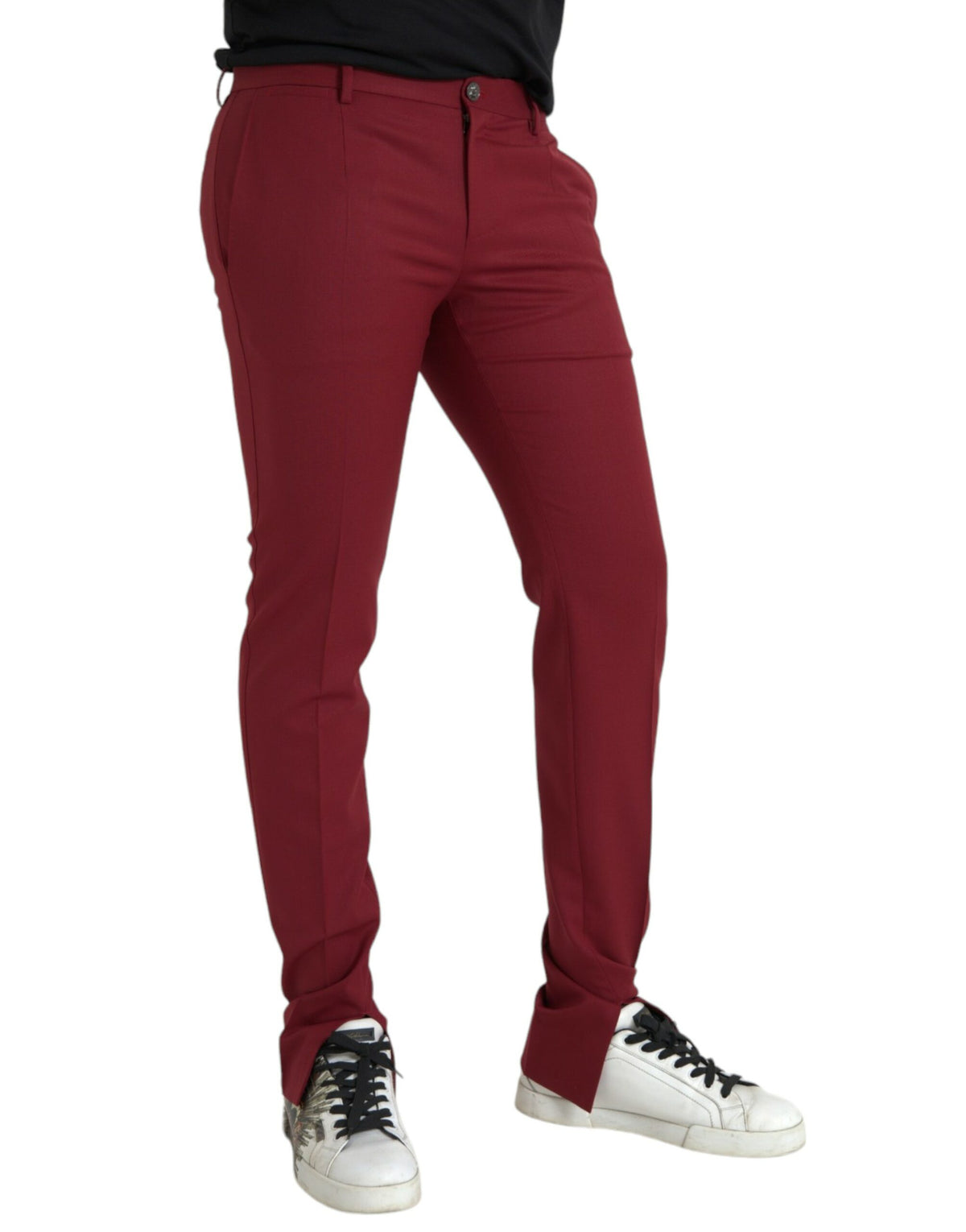 Pantalon habillé slim en laine rouge Dolce &amp; Gabbana pour homme