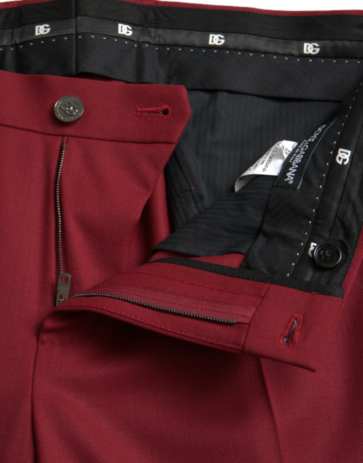 Pantalon habillé slim en laine rouge Dolce &amp; Gabbana pour homme