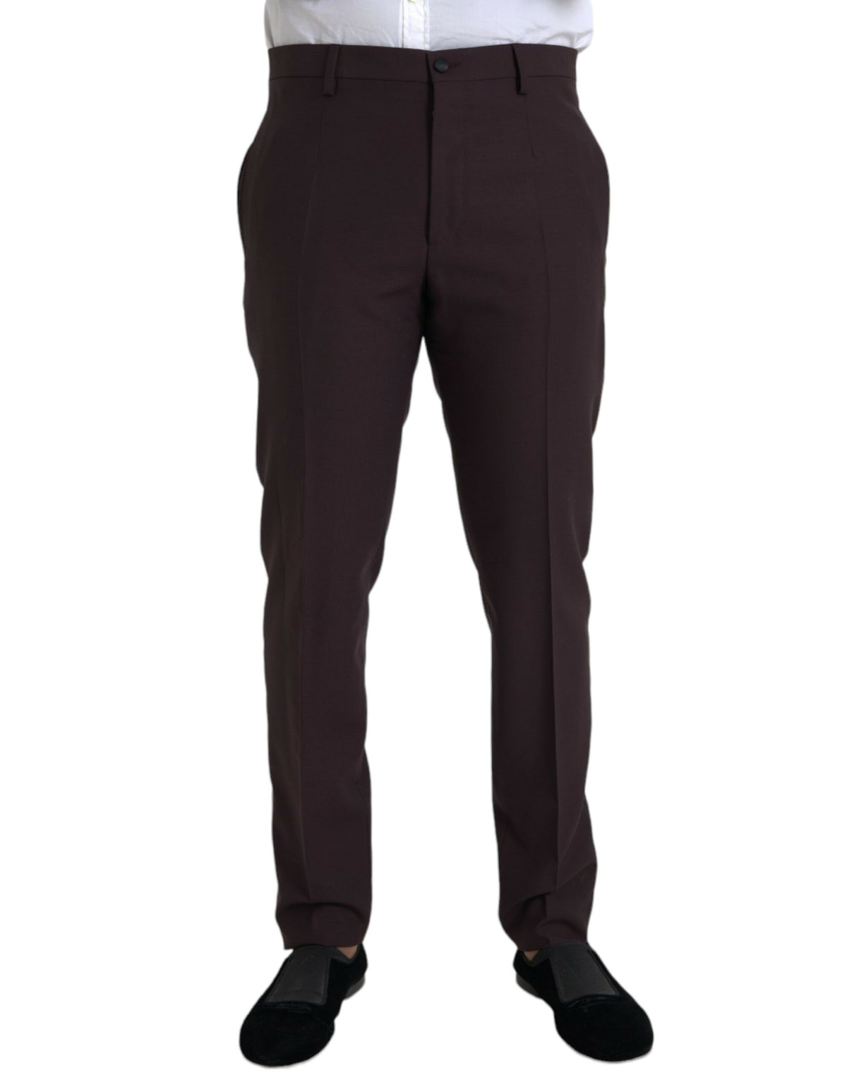 Dolce & Gabbana Dark Brown Wool Slim Fit Pants