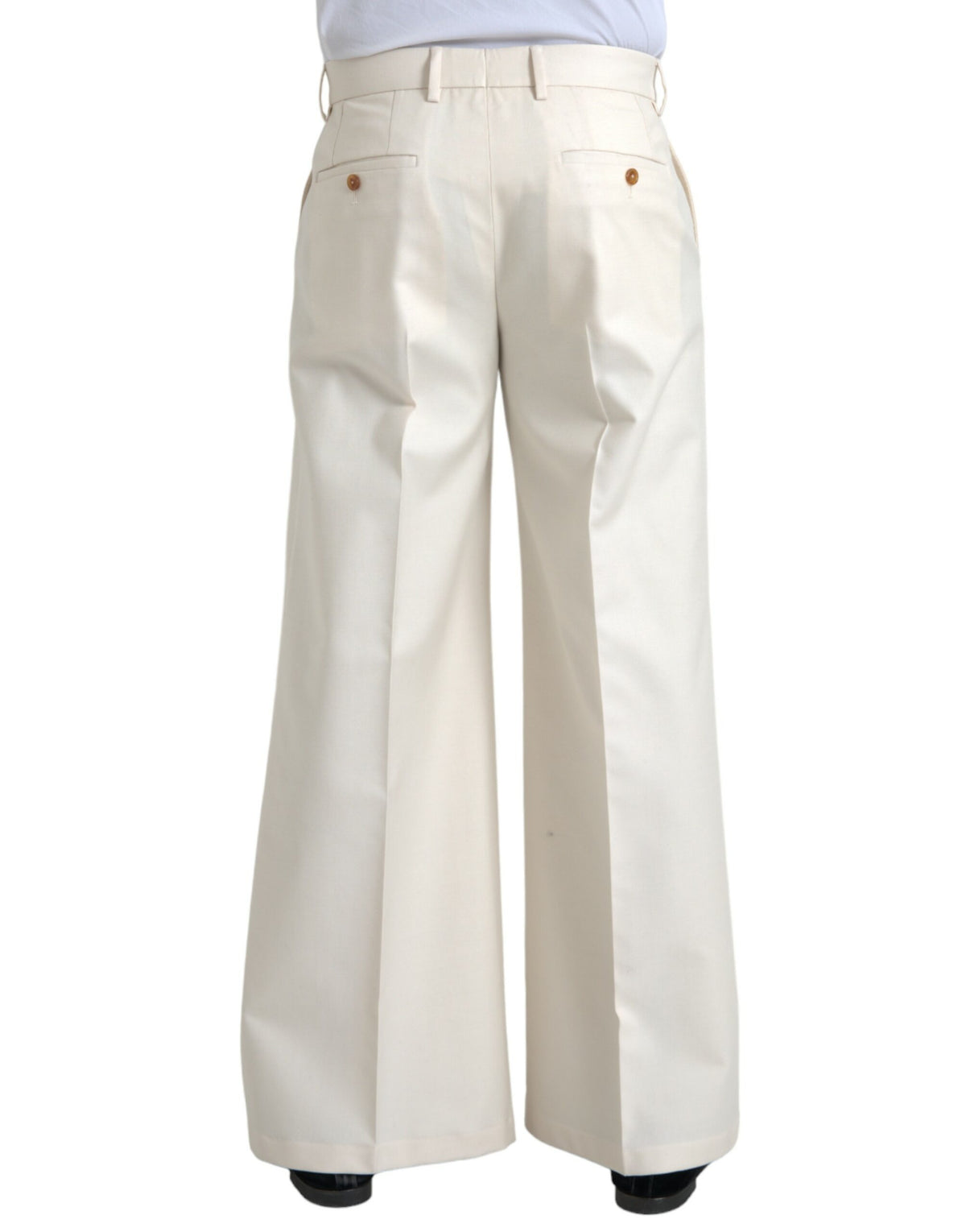 Pantalon large taille moyenne en laine blanche Dolce &amp; Gabbana