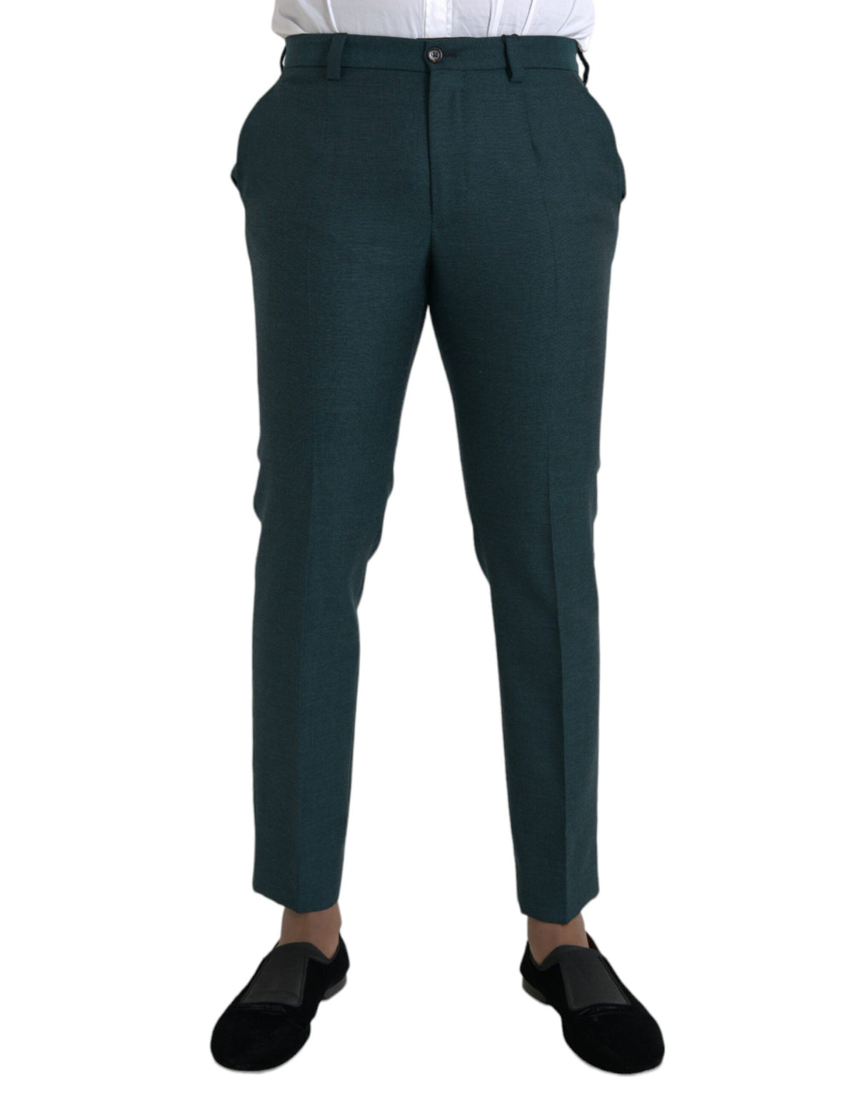 Pantalon slim skinny en laine verte Dolce &amp; Gabbana