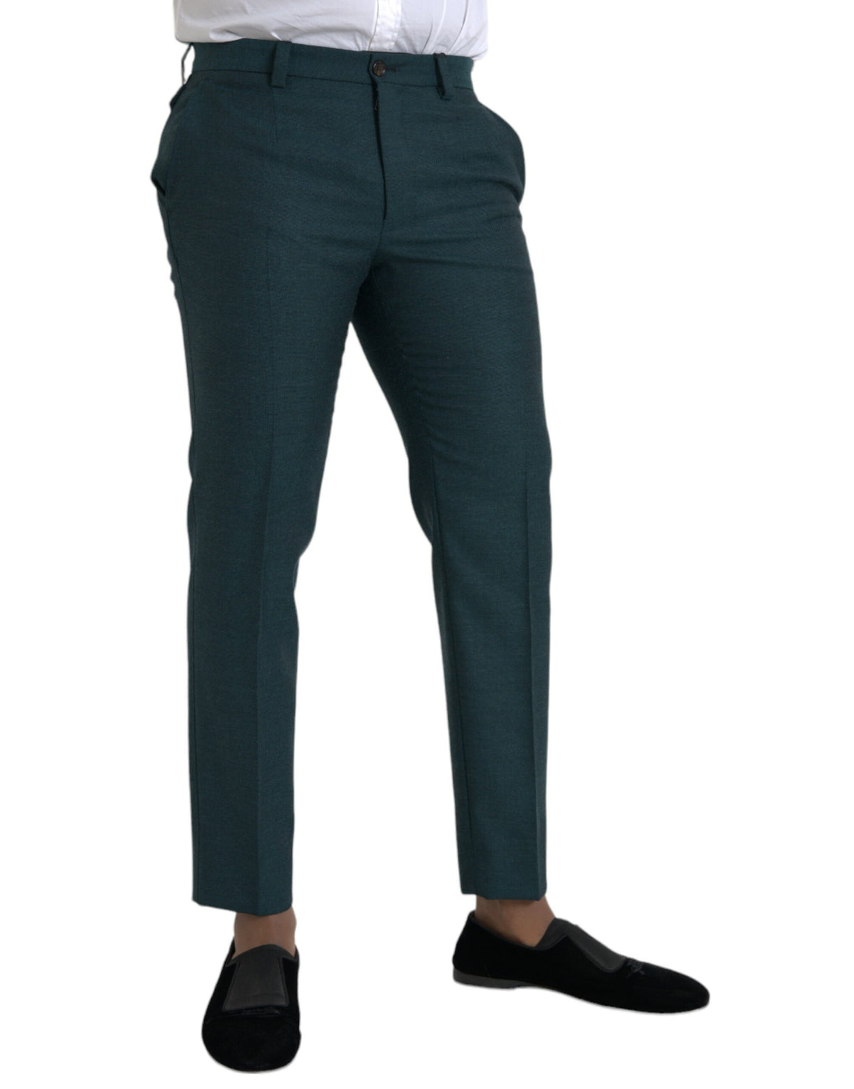 Pantalon slim skinny en laine verte Dolce &amp; Gabbana