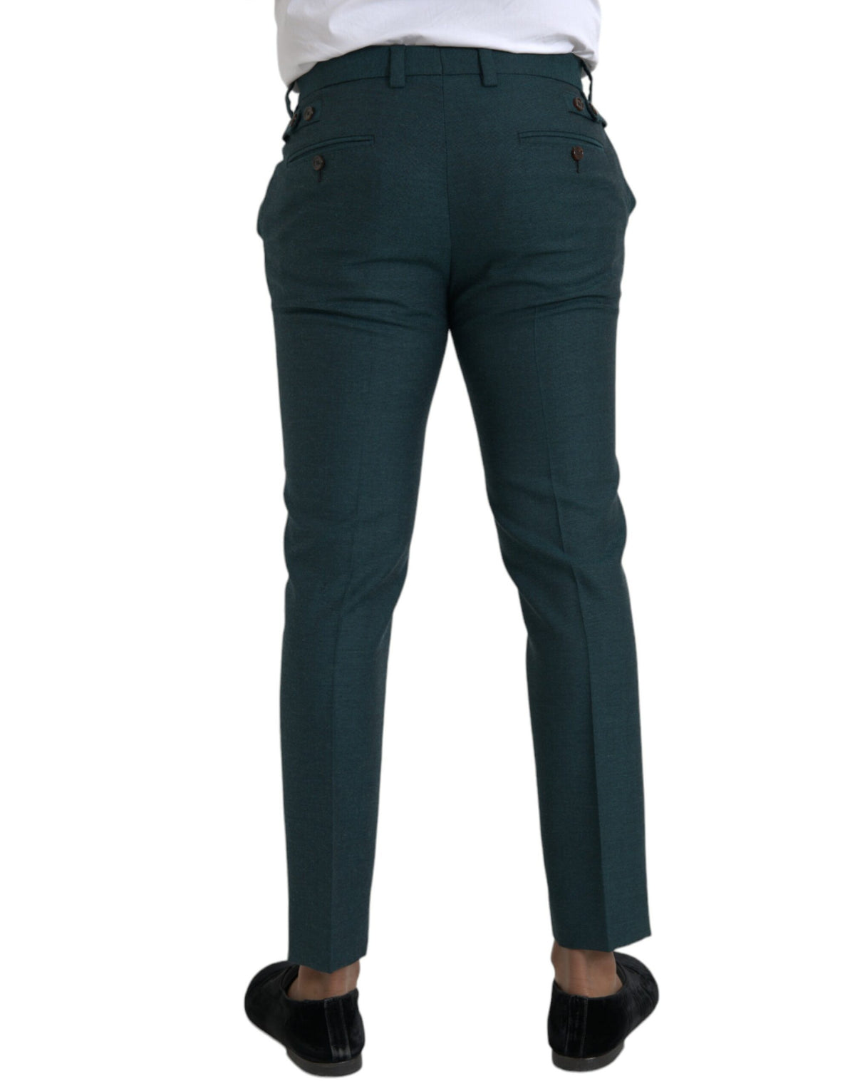 Pantalon slim skinny en laine verte Dolce &amp; Gabbana