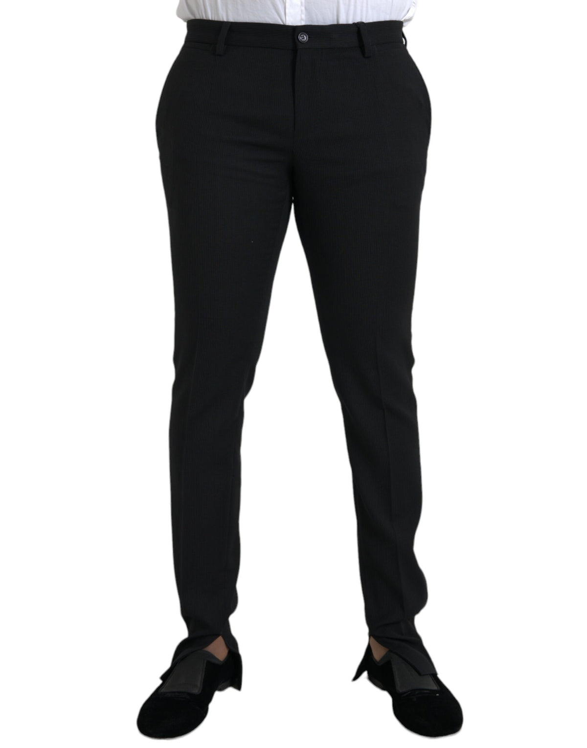 Pantalon skinny en laine stretch noire Dolce &amp; Gabbana pour homme