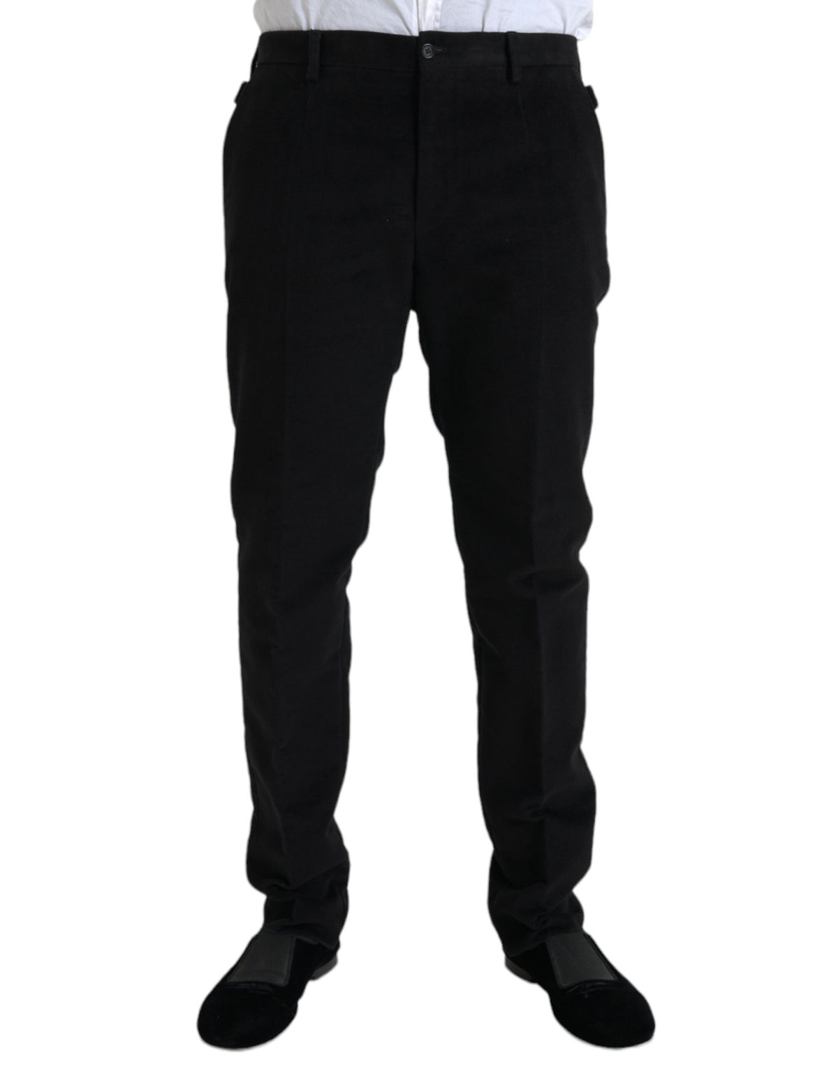 Pantalon skinny en velours de coton noir Dolce &amp; Gabbana