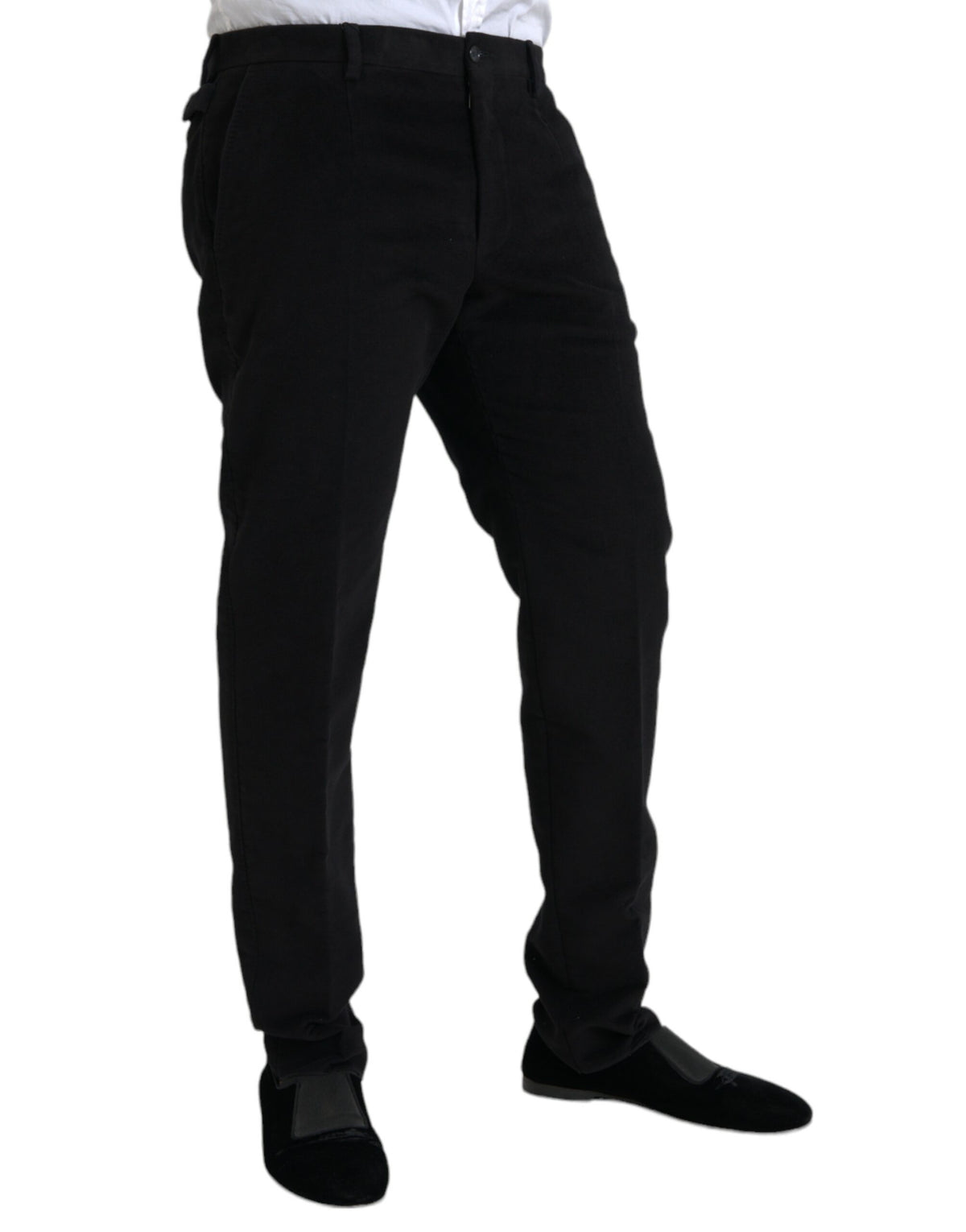 Pantalon skinny en velours de coton noir Dolce &amp; Gabbana