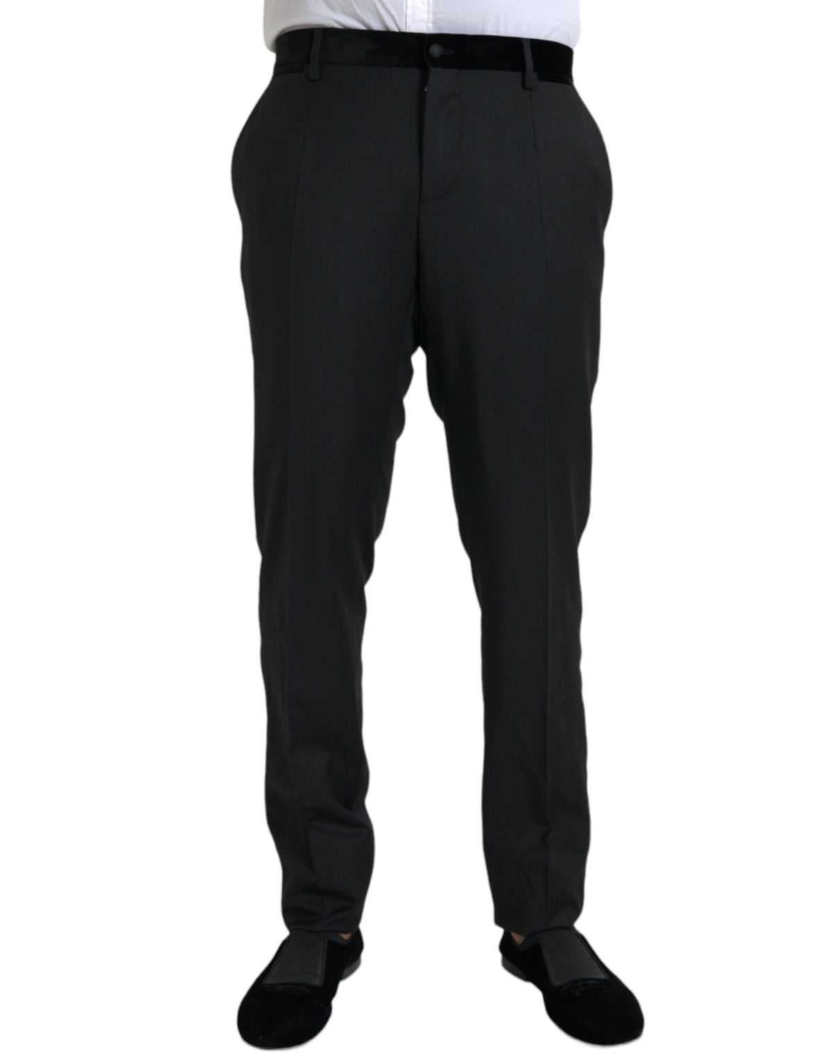 Pantalon skinny en soie noire Dolce &amp; Gabbana pour homme