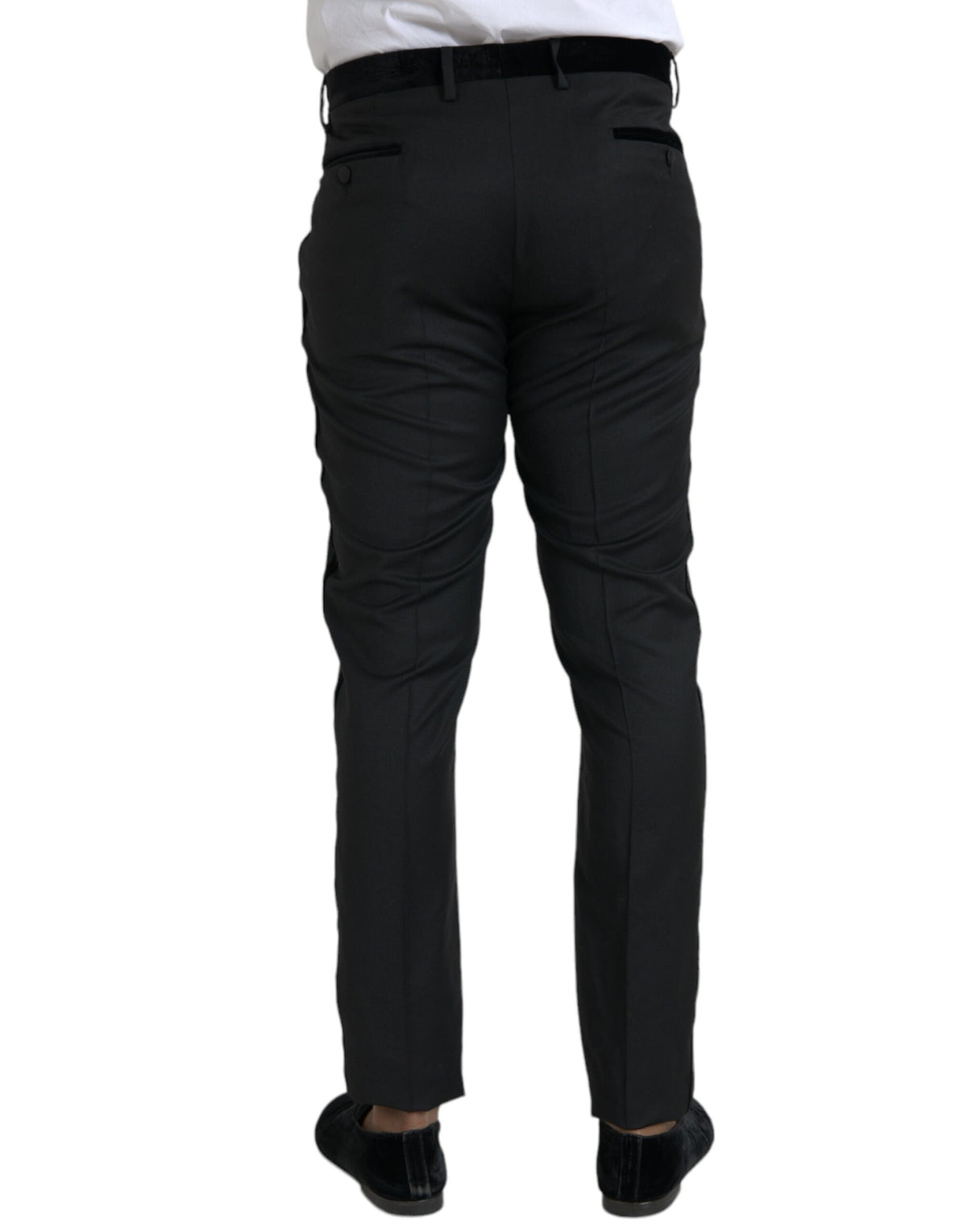 Pantalon skinny en soie noire Dolce &amp; Gabbana pour homme