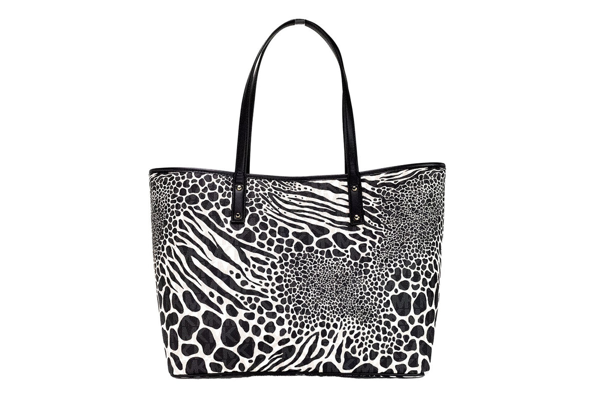 Sac à main fourre-tout ouvert en PVC noir à imprimé animalier Michael Kors Carter