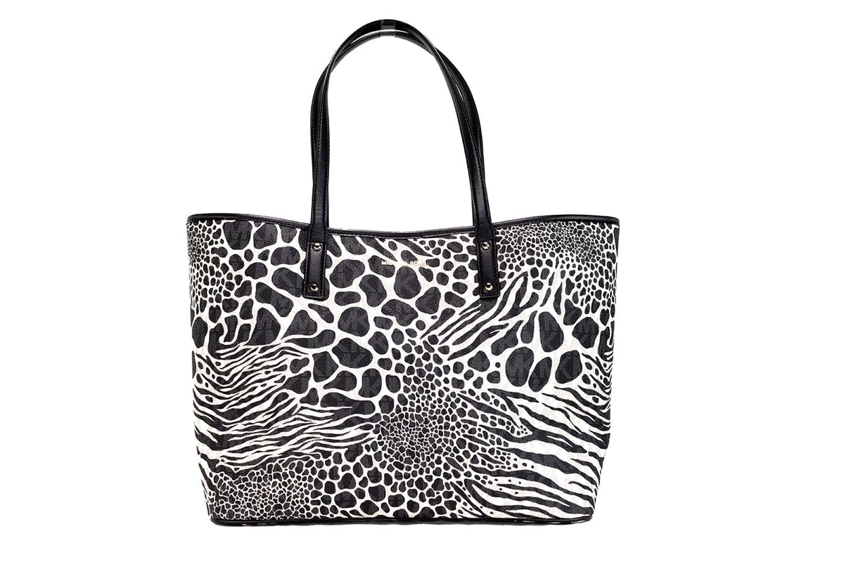 Sac à main fourre-tout ouvert en PVC noir à imprimé animalier Michael Kors Carter