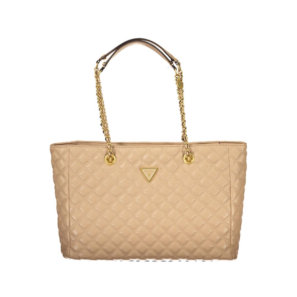 Bolso de mano beige de polietileno Guess Jeans