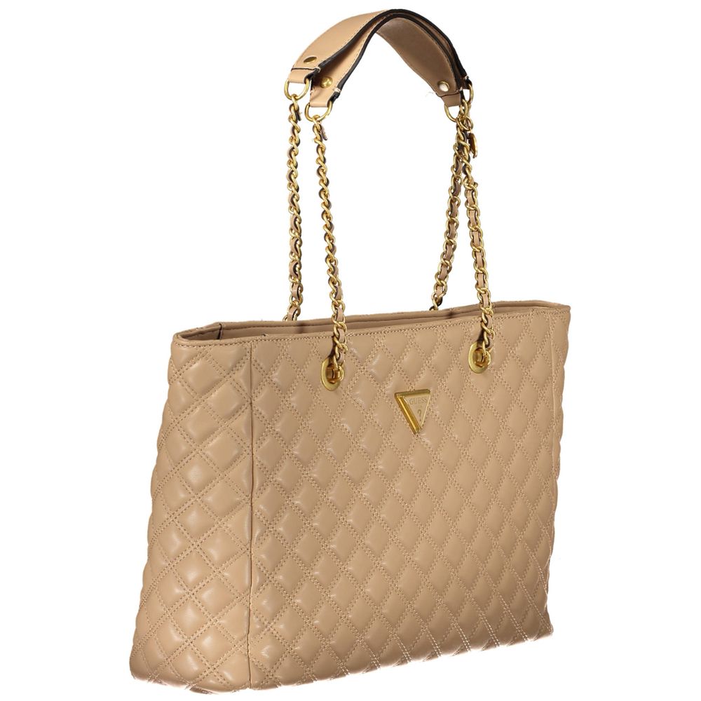 Bolso de mano beige de polietileno Guess Jeans