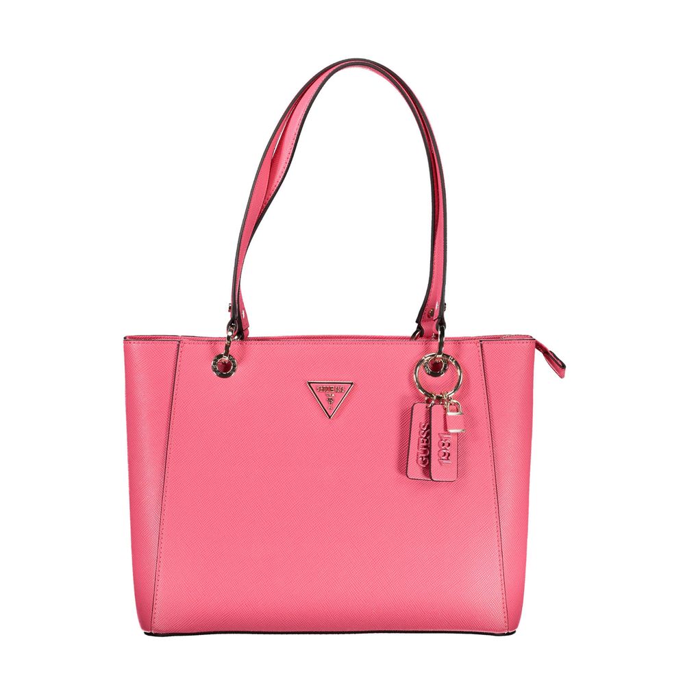 Bolso de mano de polietileno rosa Guess Jeans