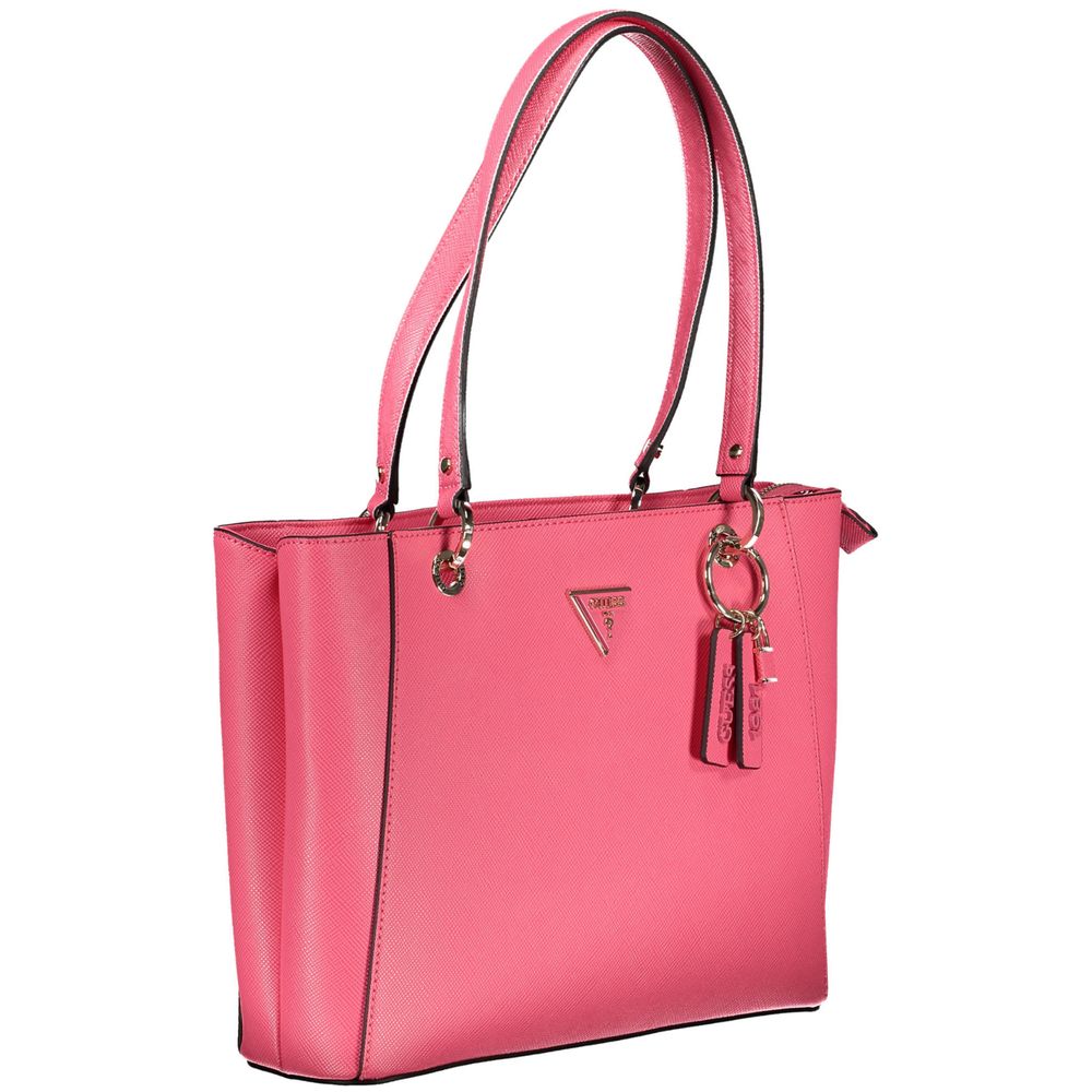 Bolso de mano de polietileno rosa Guess Jeans