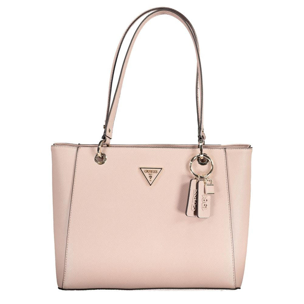 Bolso de mano de polietileno rosa Guess Jeans