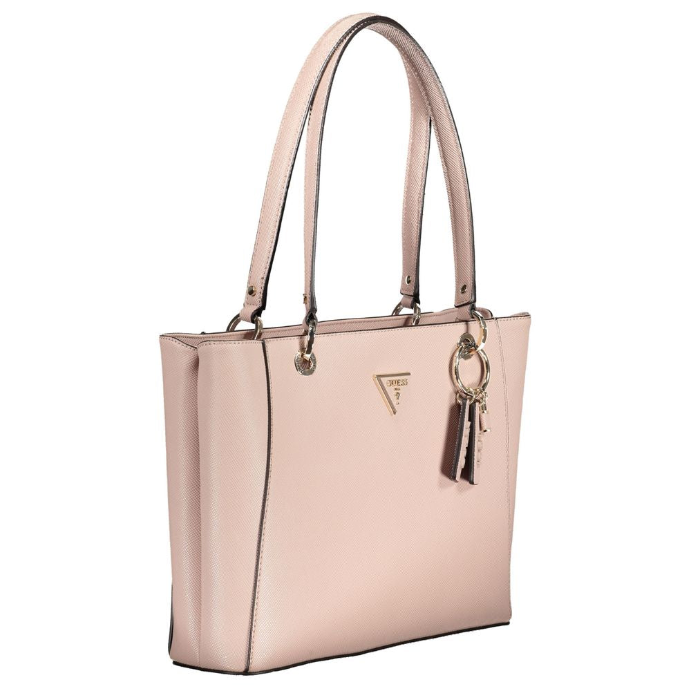 Bolso de mano de polietileno rosa Guess Jeans