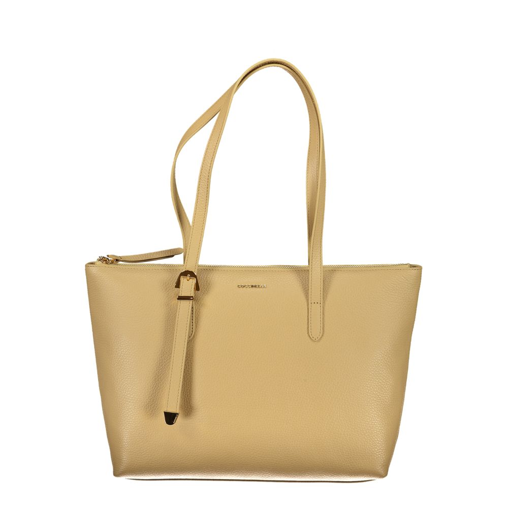 Bolso de mano de piel beige Coccinelle