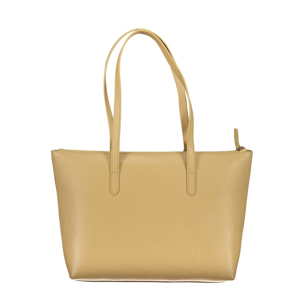 Bolso de mano de piel beige Coccinelle