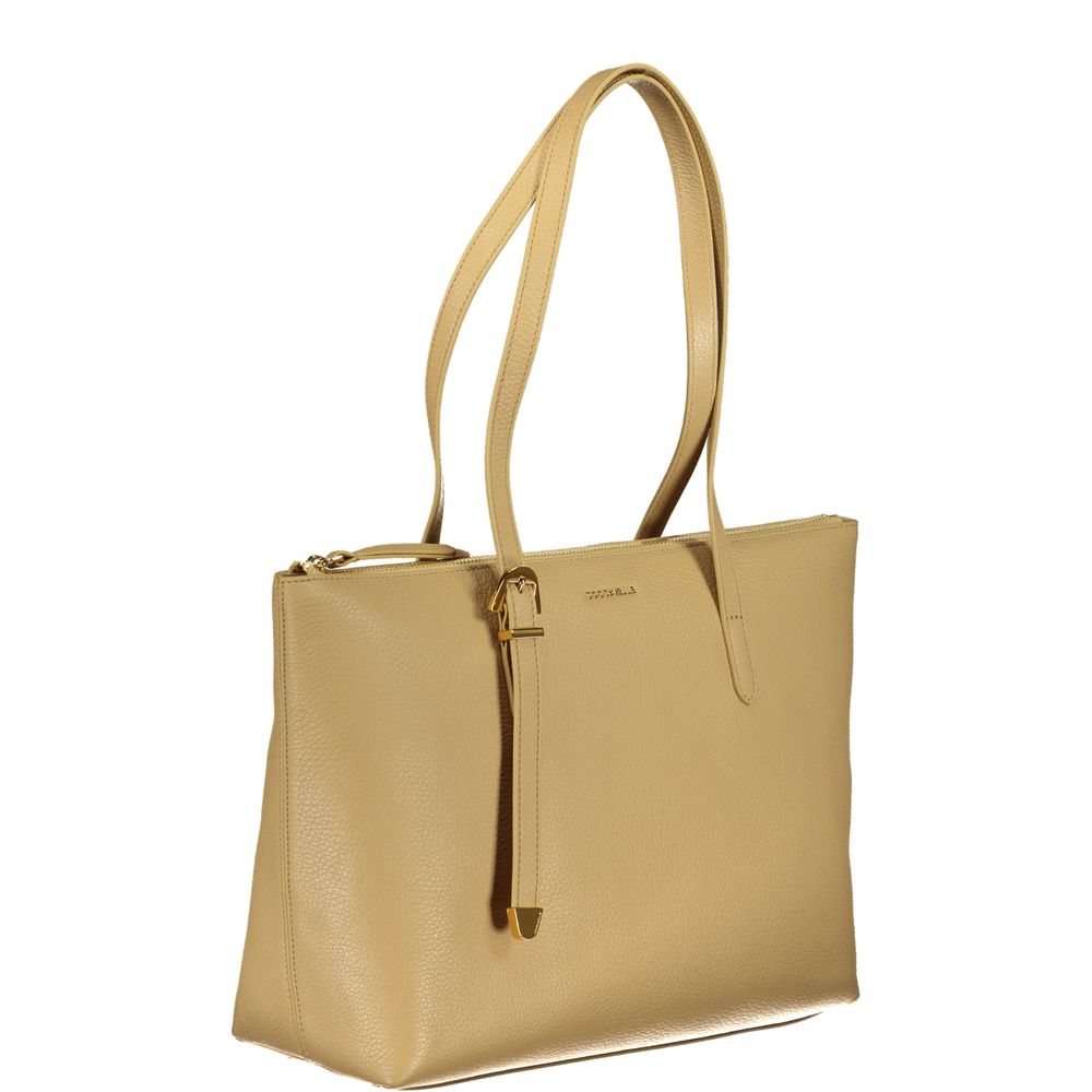 Bolso de mano de piel beige Coccinelle