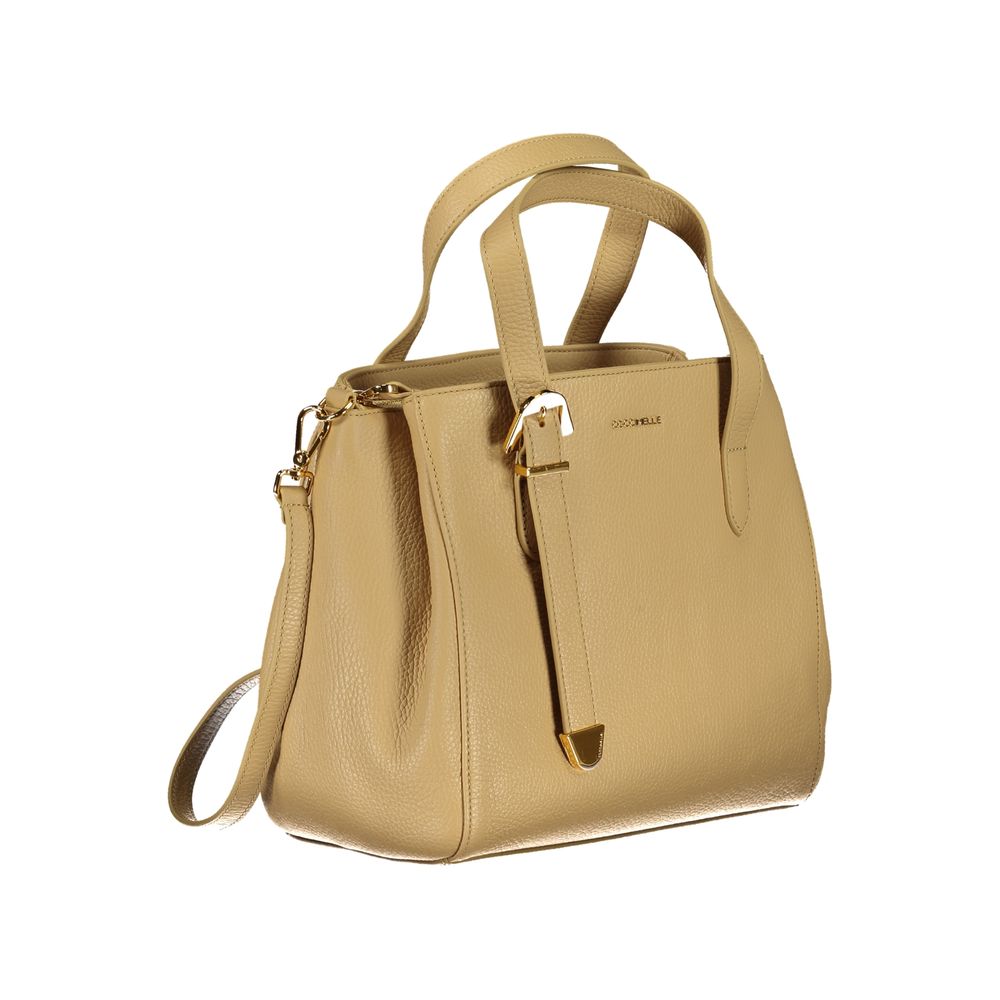 Bolso de mano de piel beige Coccinelle