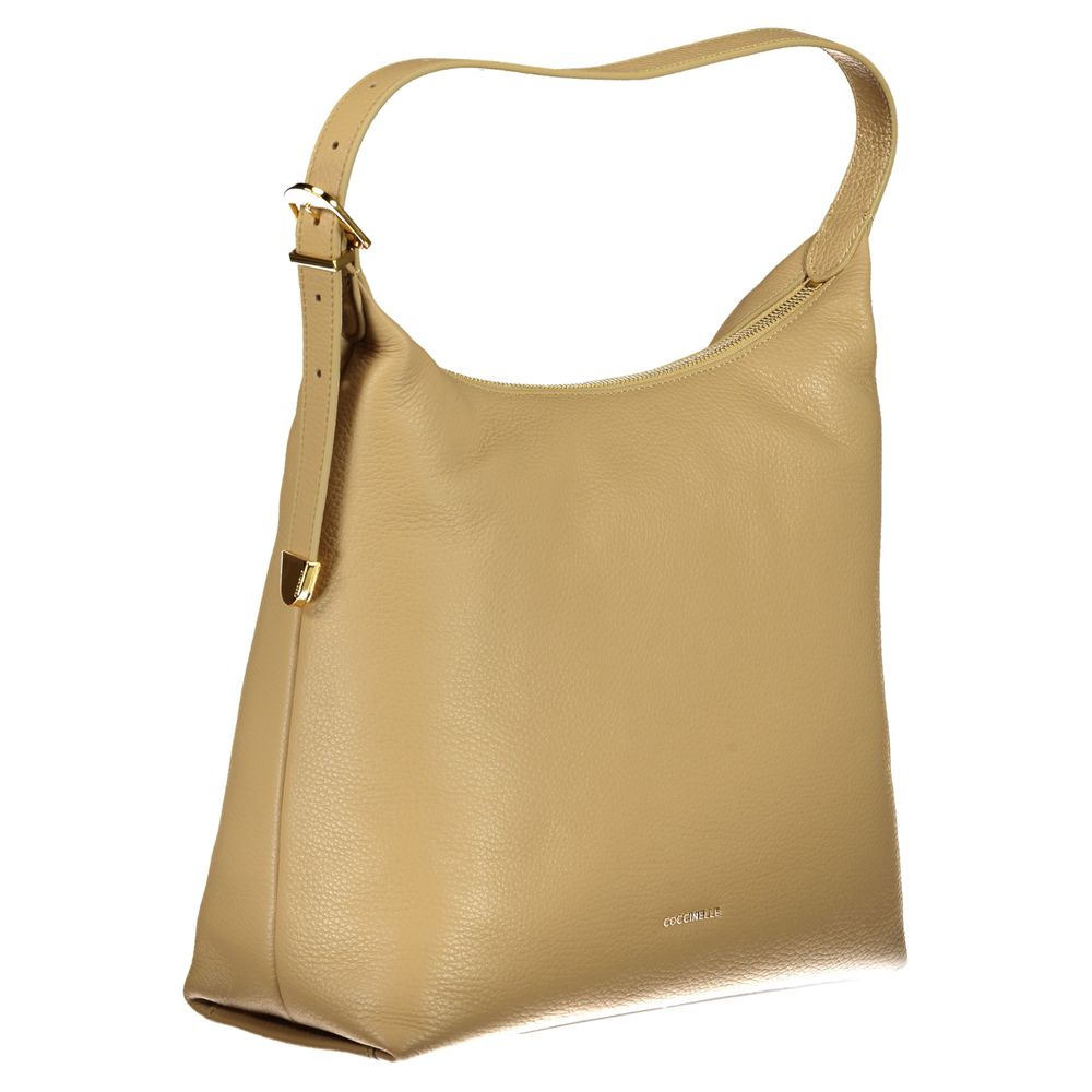 Bolso de mano de piel beige Coccinelle