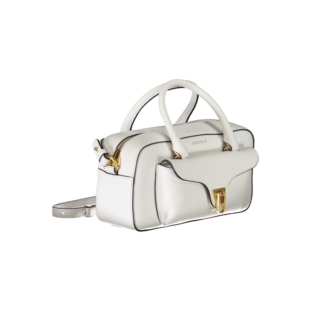 Bolso de mano de piel blanca Coccinelle