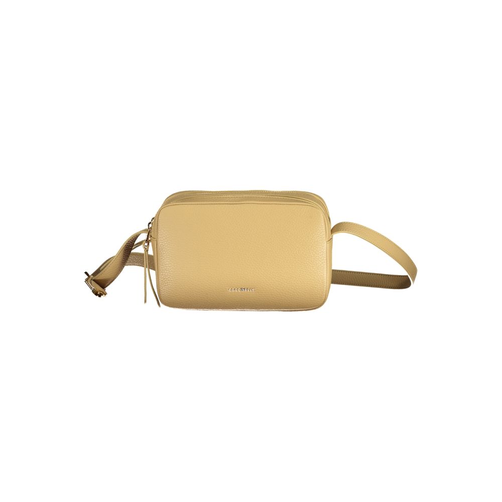 Bolso de mano de piel beige Coccinelle