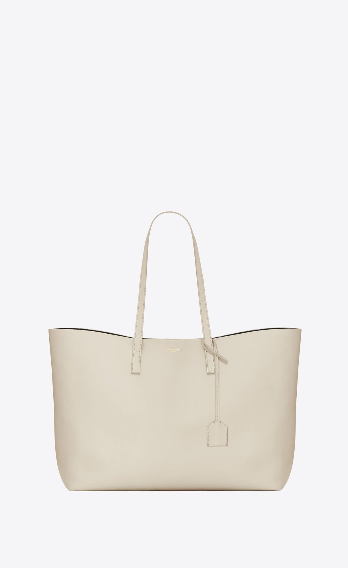 Bolso de hombro tipo tote de piel de becerro blanca de Saint Laurent