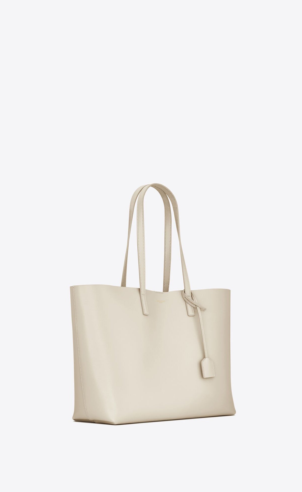 Bolso de hombro tipo tote de piel de becerro blanca de Saint Laurent