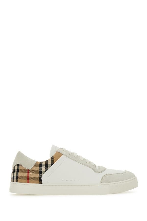 Baskets Burberry en cuir de veau blanc multicolore