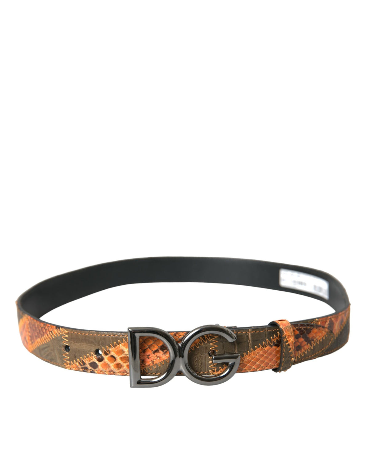 Ceinture à boucle logo en cuir python patchwork Dolce &amp; Gabbana pour hommes