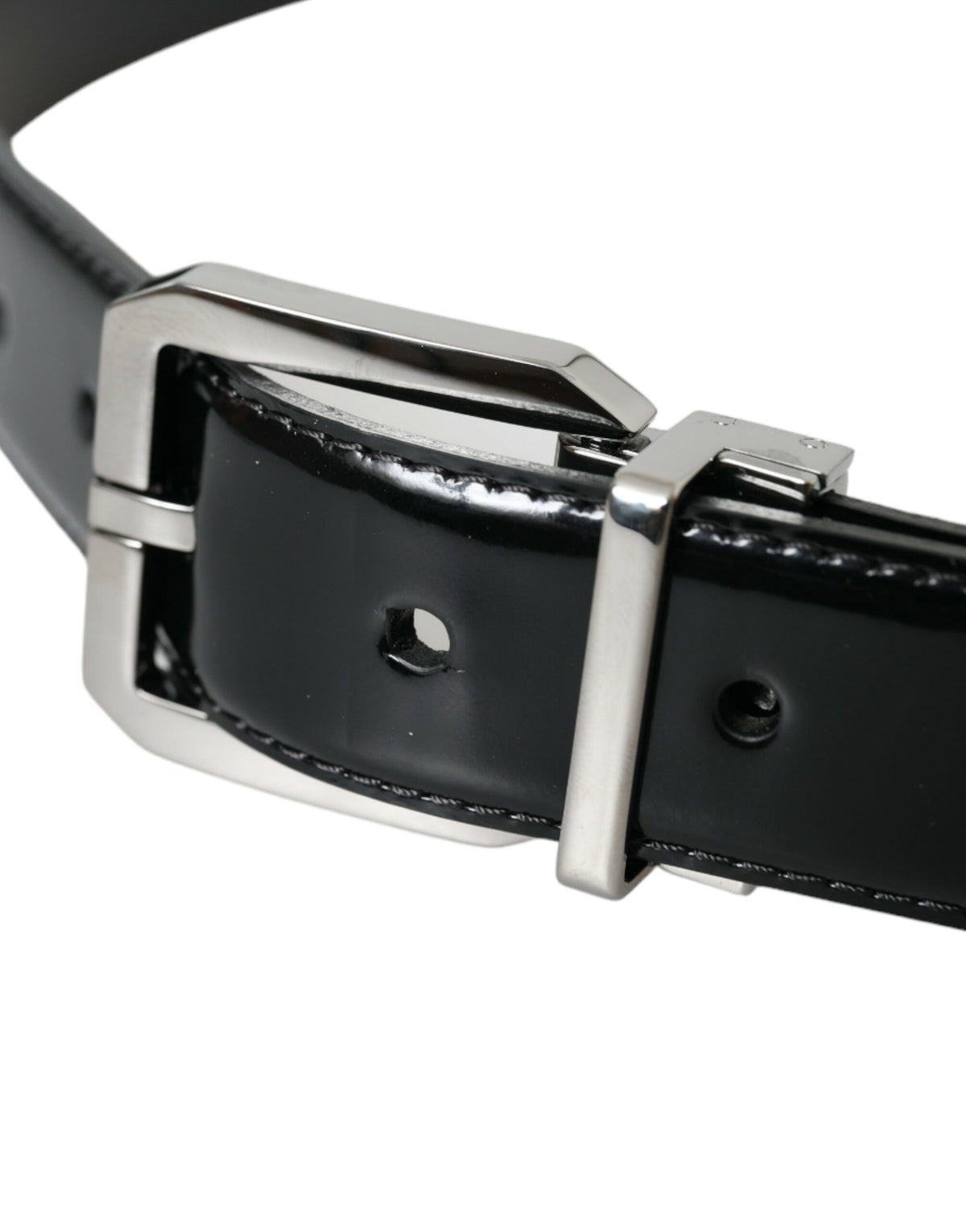 Ceinture Dolce &amp; Gabbana en cuir noir avec boucle en métal argenté pour homme