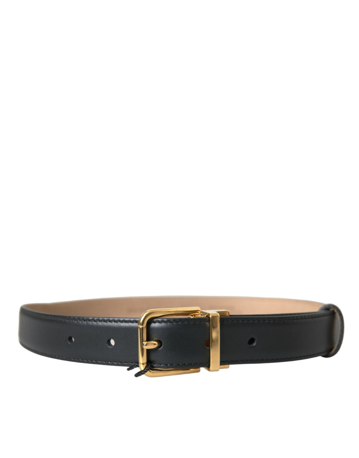 Cinturón de cuero negro con hebilla de metal dorado de Dolce &amp; Gabbana para hombre