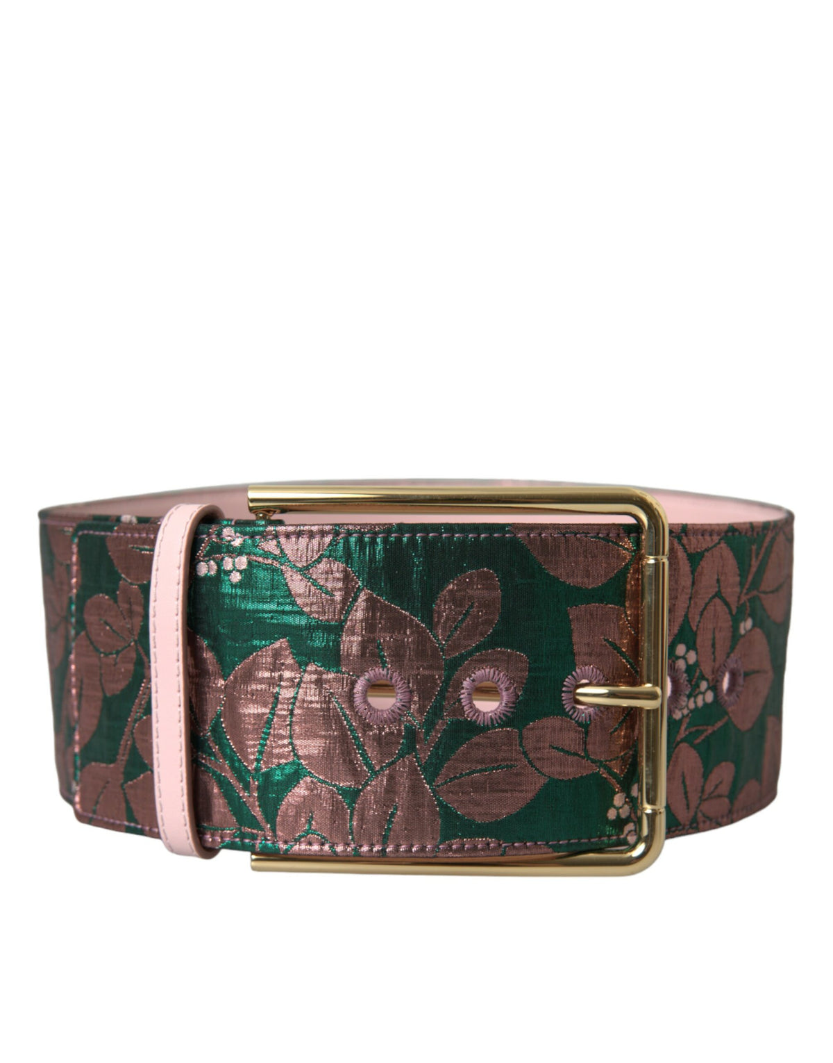 Ceinture Dolce &amp; Gabbana en jacquard floral multicolore avec boucle dorée en lurex