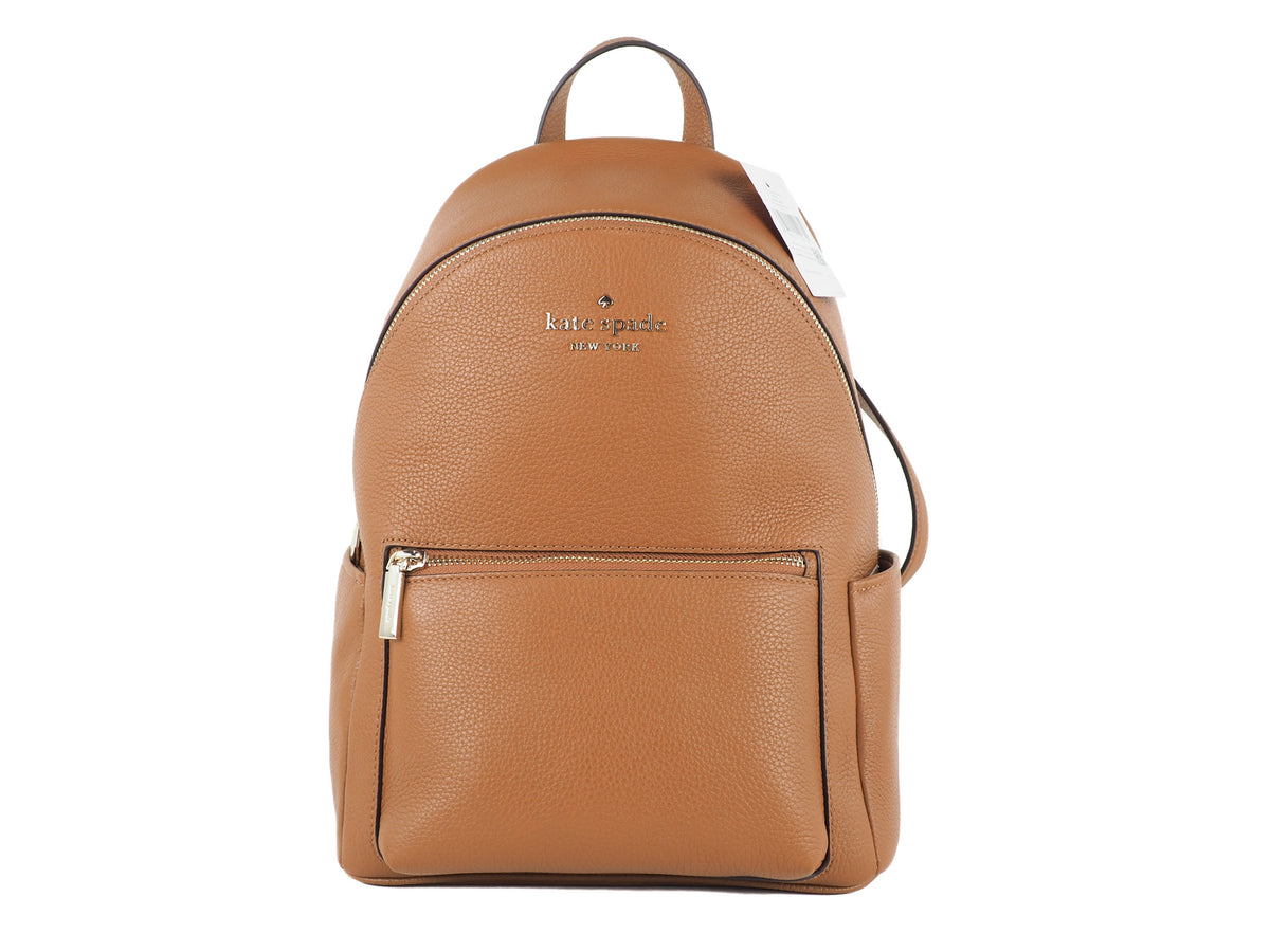 Kate Spade Leila Medium Warm Gingerbread Pebbled Leather Backpack Bookbag