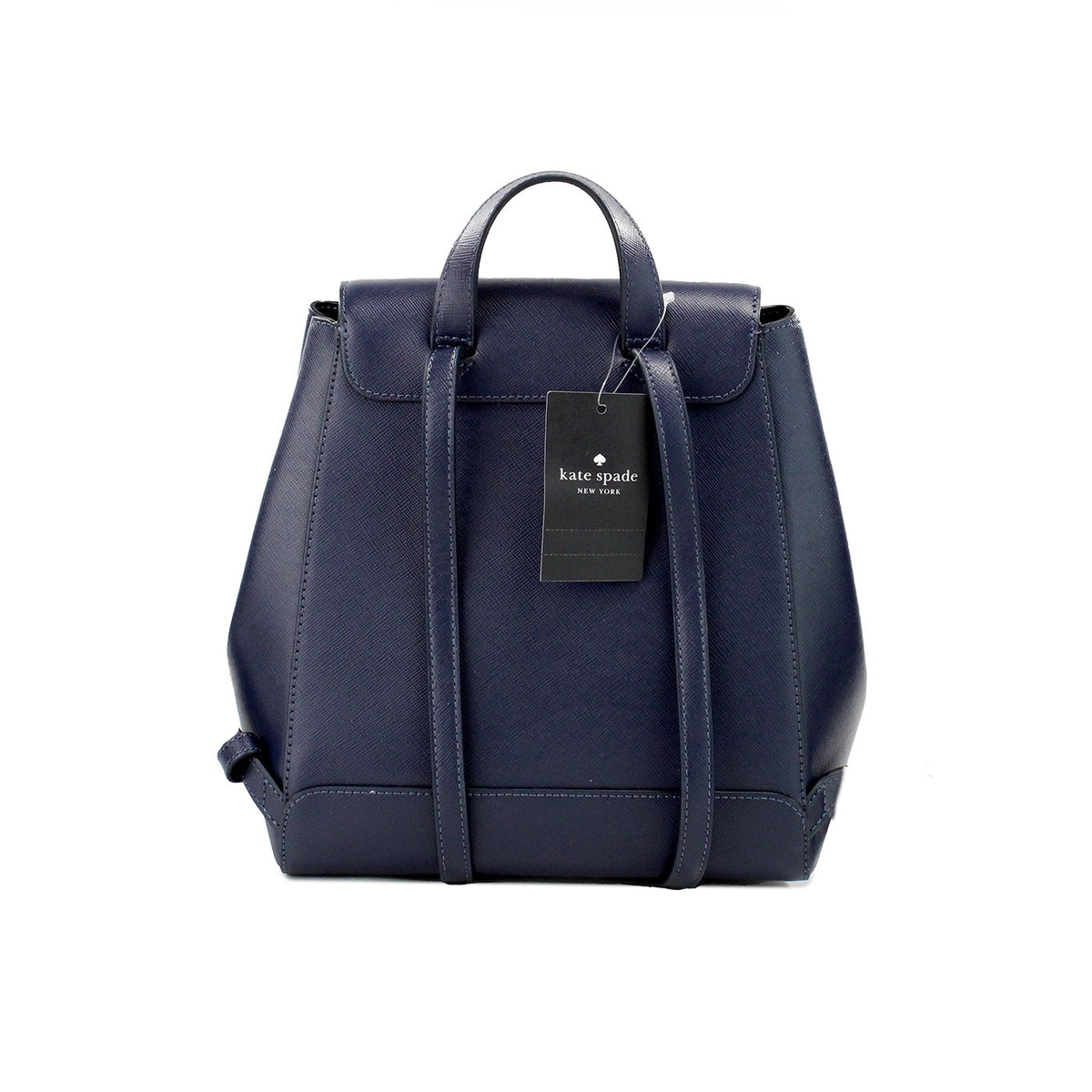 Sac à dos à bandoulière à rabat de taille moyenne en cuir Saffiano bleu marine Kate Spade Madison