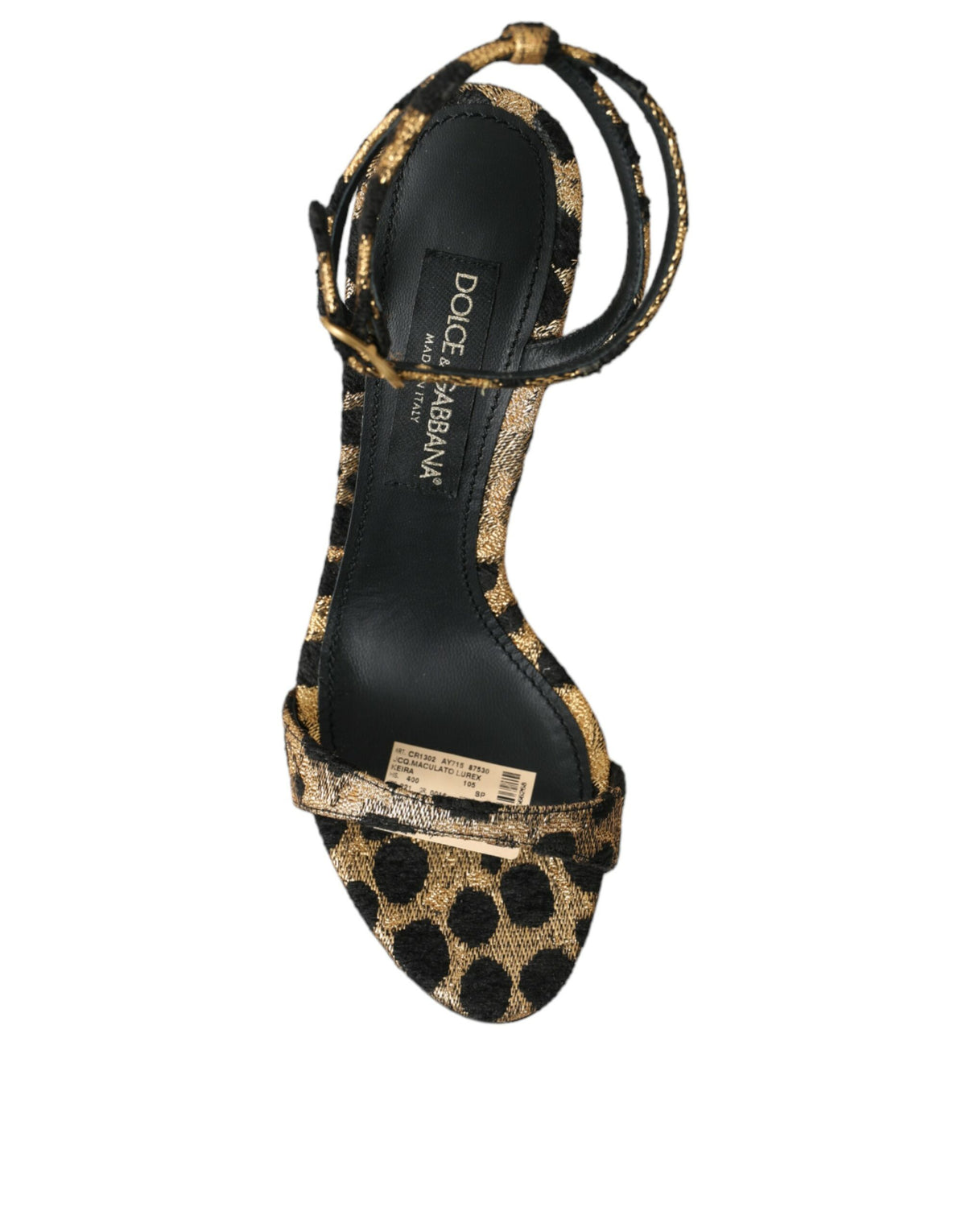 Sandalias y zapatos de tacón con cristales y estampado de leopardo dorado de Dolce &amp; Gabbana