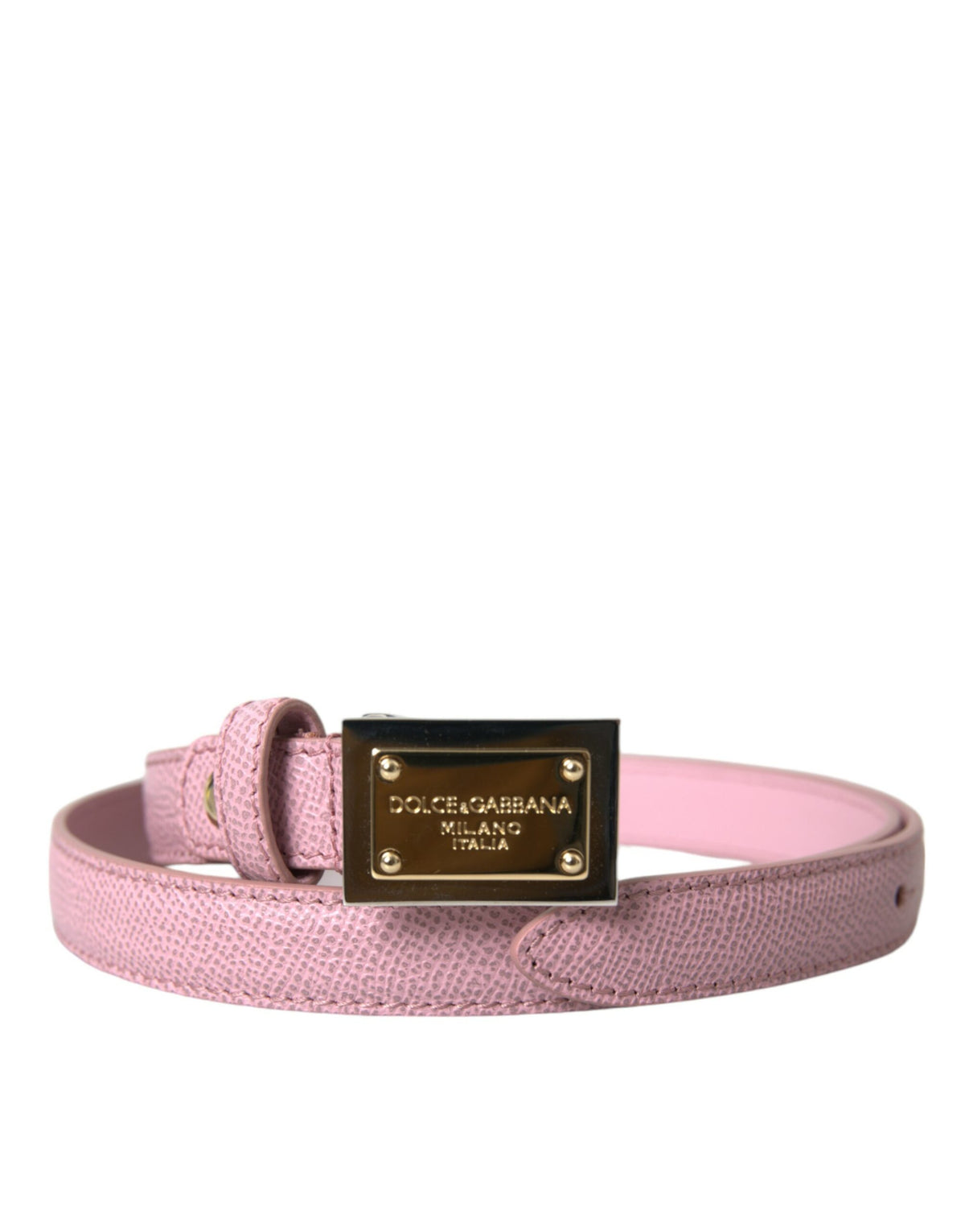 Ceinture Dolce &amp; Gabbana en cuir rose avec boucle carrée en métal doré