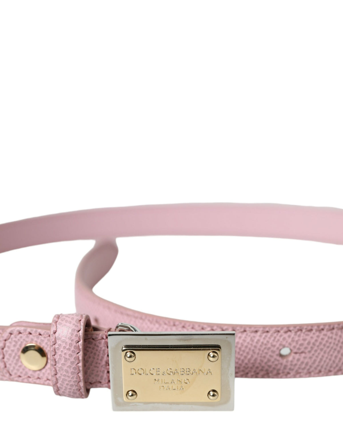 Ceinture Dolce &amp; Gabbana en cuir rose avec boucle carrée en métal doré