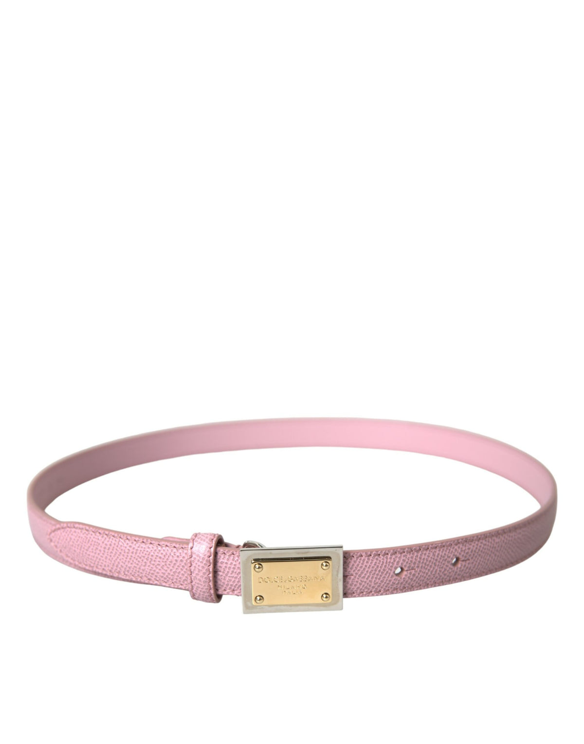 Ceinture Dolce &amp; Gabbana en cuir rose avec boucle carrée en métal doré