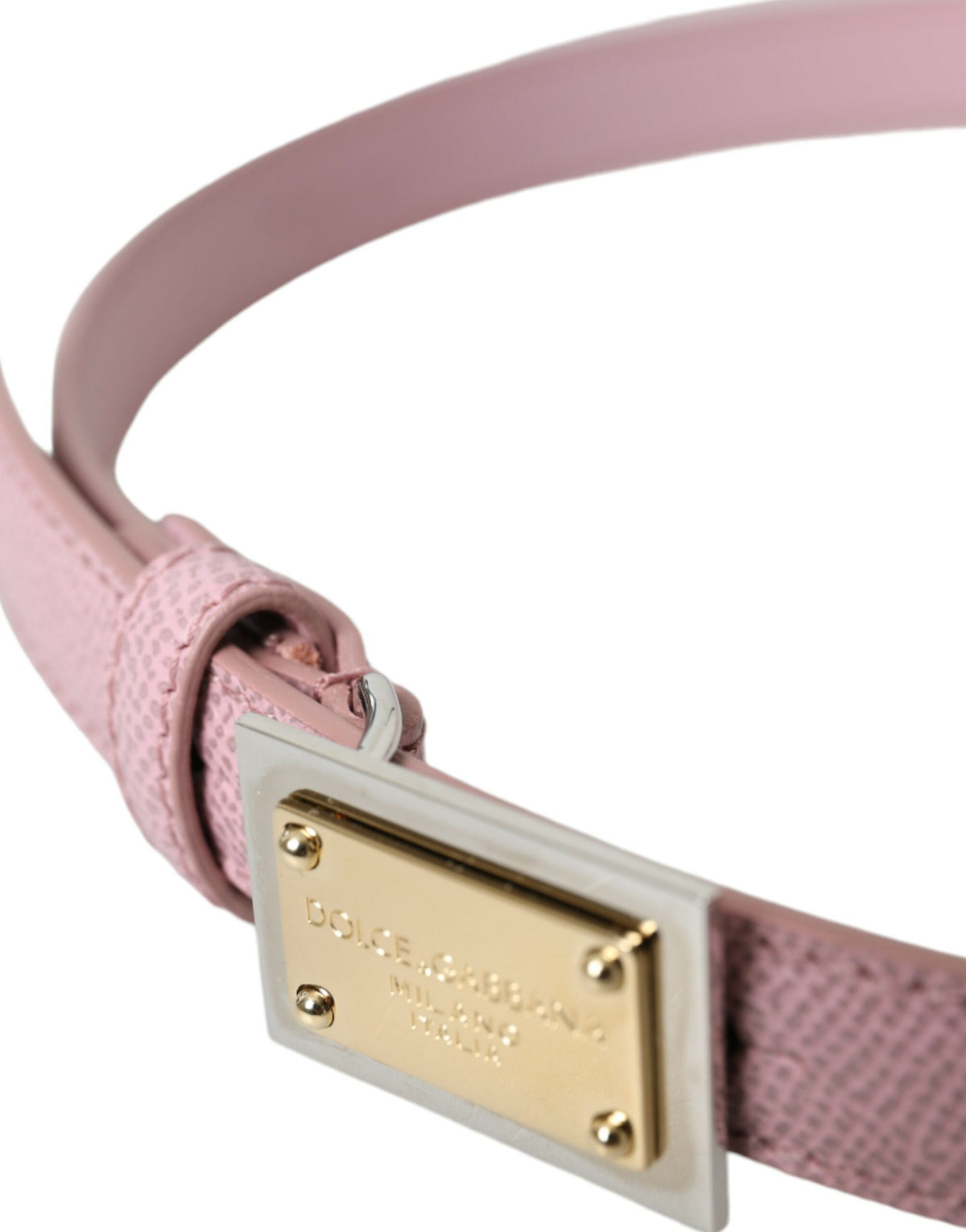 Ceinture Dolce &amp; Gabbana en cuir rose avec boucle carrée en métal doré