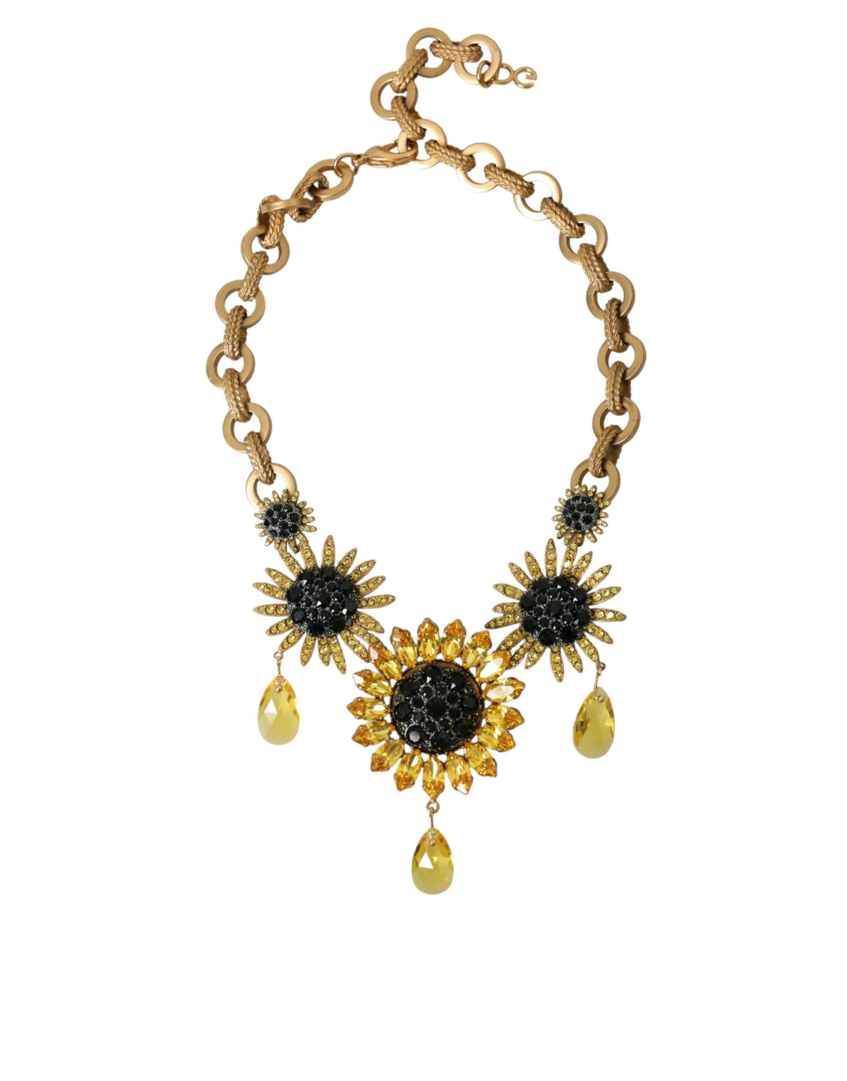 Collier Dolce &amp; Gabbana en laiton doré orné de cristaux tournesol