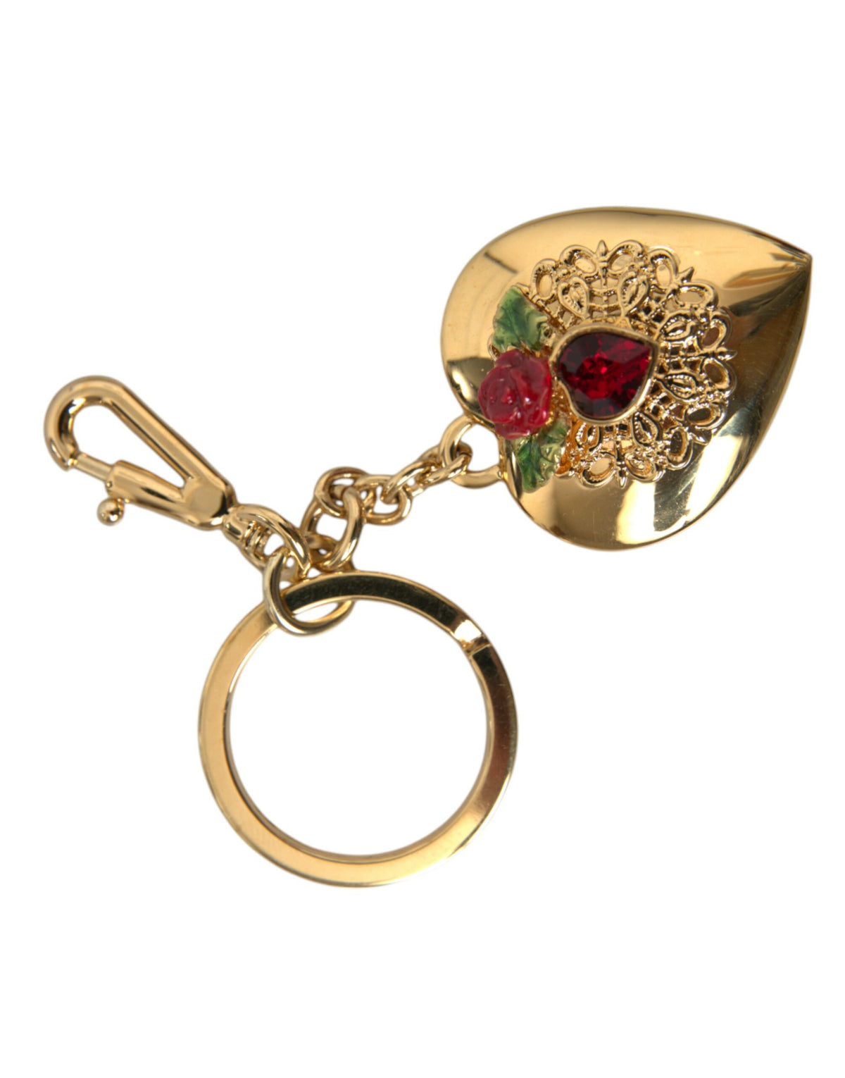 Llavero con colgante floral en forma de corazón de latón dorado metalizado de Dolce &amp; Gabbana