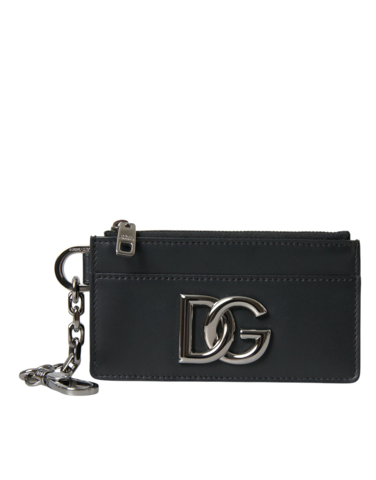 Cartera con tarjetero y logotipo DG de piel de becerro negra de Dolce &amp; Gabbana para hombre