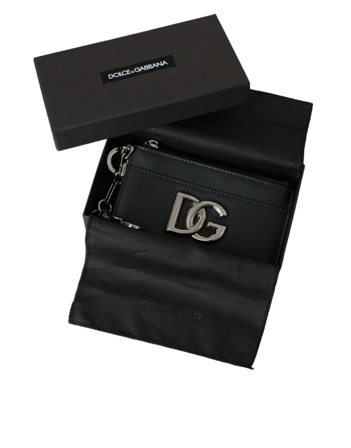 Cartera con tarjetero y logotipo DG de piel de becerro negra de Dolce &amp; Gabbana para hombre