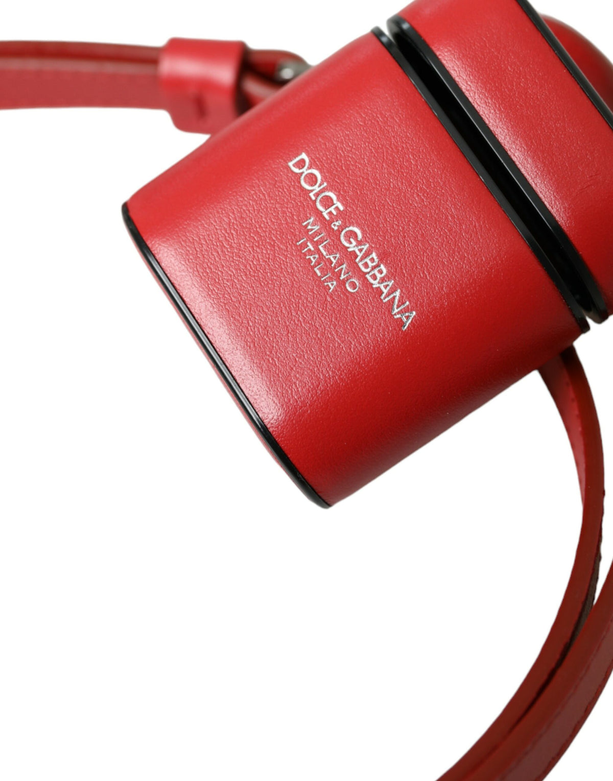 Étui pour Airpods Dolce &amp; Gabbana en cuir de veau rouge avec logo imprimé pour homme