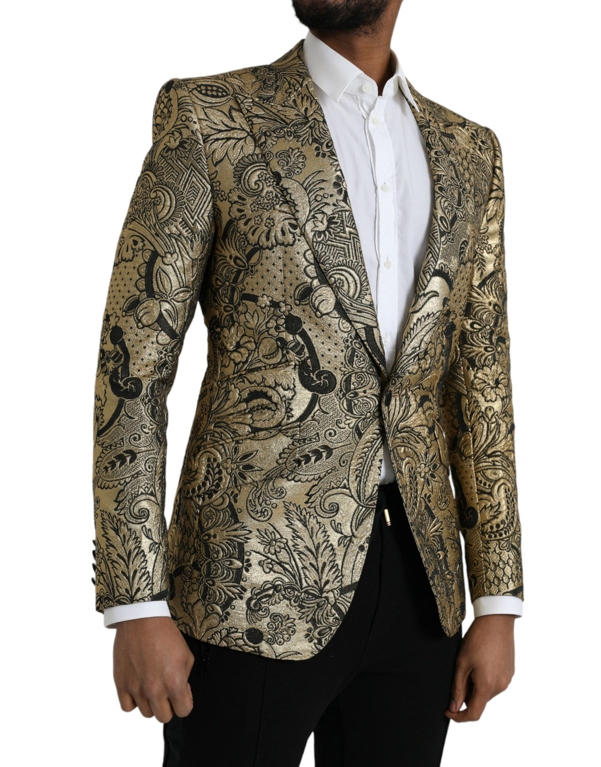 Blazer de botonadura sencilla con diseño en jacquard SICILIA dorado de Dolce &amp; Gabbana