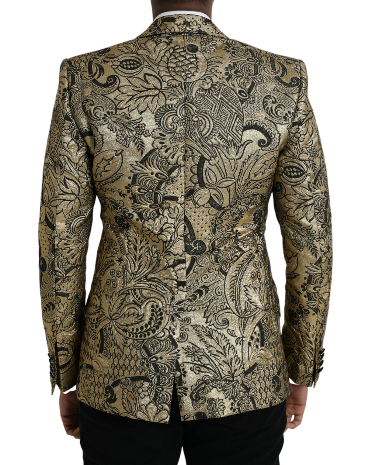 Blazer de botonadura sencilla con diseño en jacquard SICILIA dorado de Dolce &amp; Gabbana