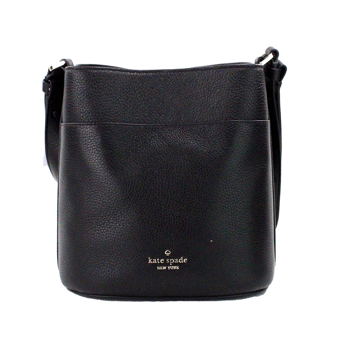 Petit sac seau à bandoulière en cuir grainé noir Kate Spade Leila