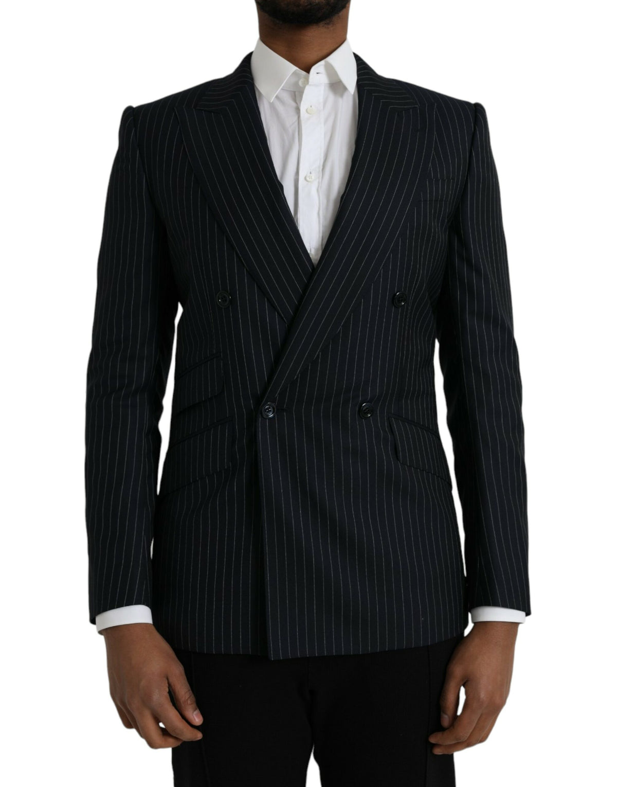 Abrigo tipo blazer cruzado con rayas negras SICILIA de Dolce &amp; Gabbana